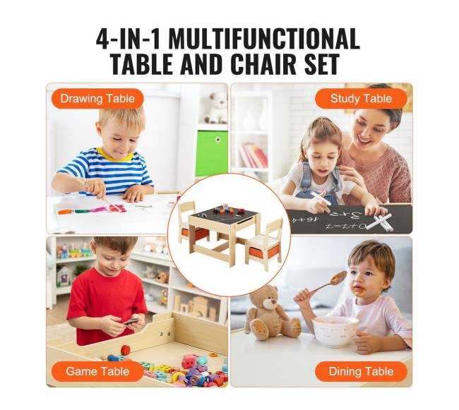 Vaikų stalas ir kėdžių komplektas su dėžėmis5