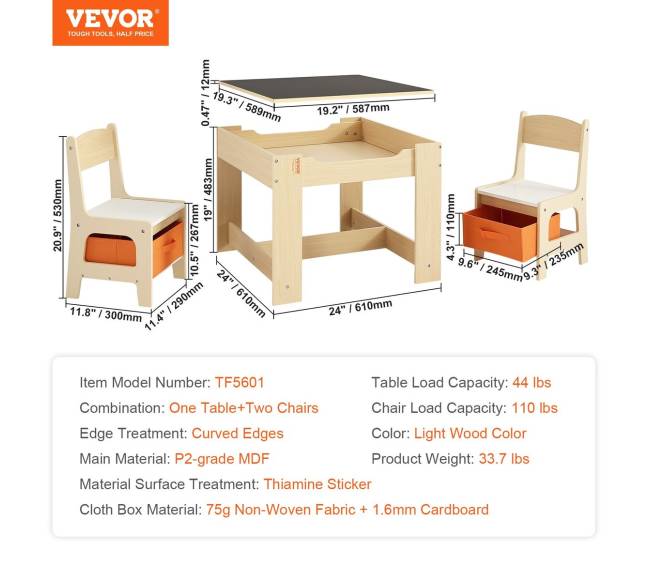 Vaikų stalas ir kėdžių komplektas su dėžėmis6