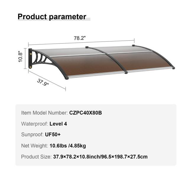 priekinis durų stogelis 203 x 102 cm6