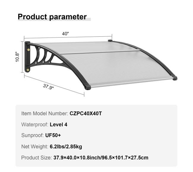 Langų ir durų stogelis 100 x 101 cm6
