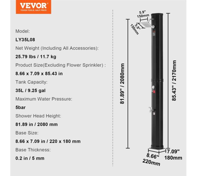 Lauko saulės šildomas dušas 35L6