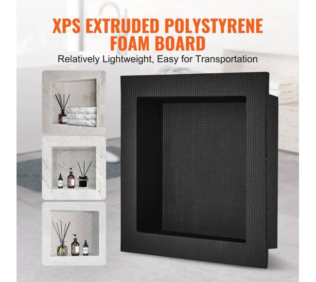 Dušams įrengiamas nišinis įdėklas, 41x41 cm, juodas2