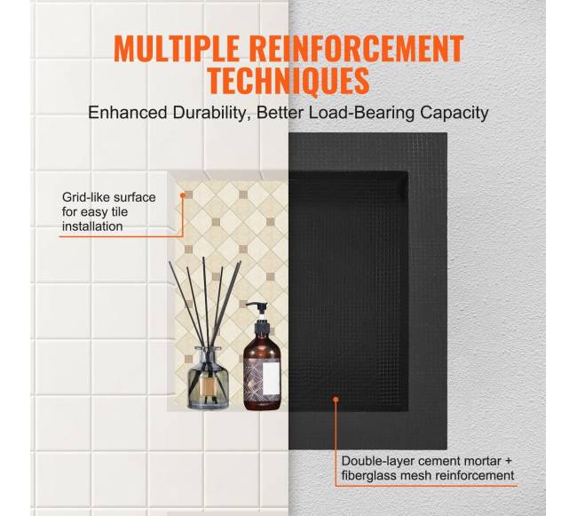 Dušams įrengiamas nišinis įdėklas, 41x41 cm, juodas3