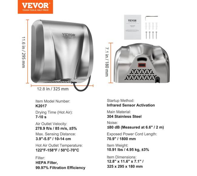 1800W automatinis rankų džiovintuvas6
