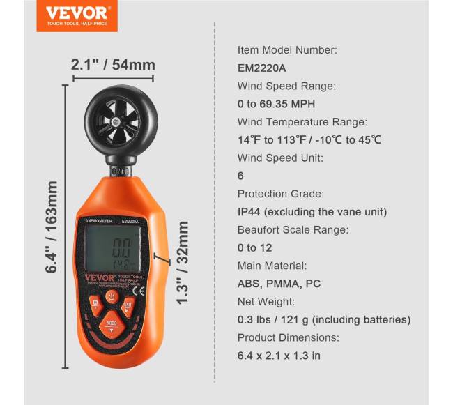 Nešiojamas vėjo matuoklis su LED ekranu6