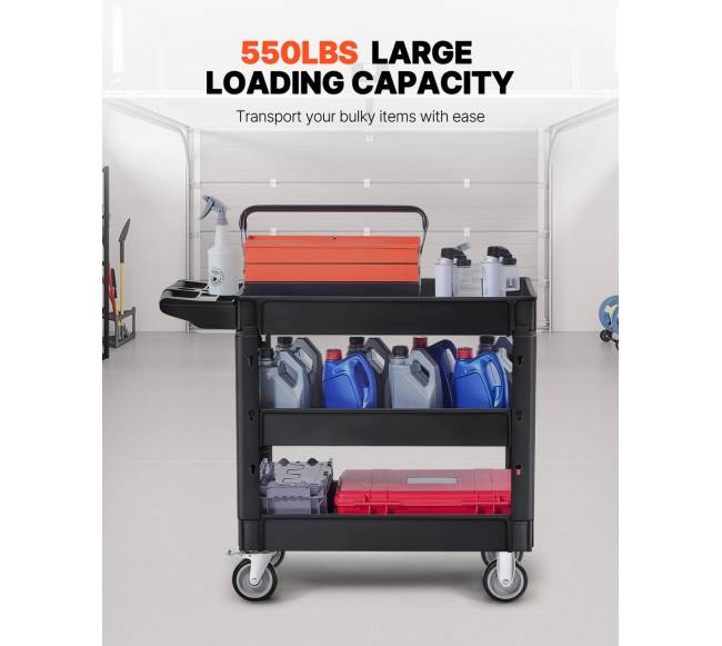 komunalinė vežimėlis su 3 lentynomis1