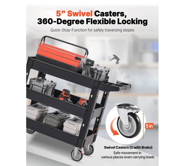 komunalinė vežimėlis su 3 lentynomis2