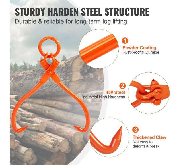 Rąstų vilkimo žnyplės, 18 colių, 350 kg3