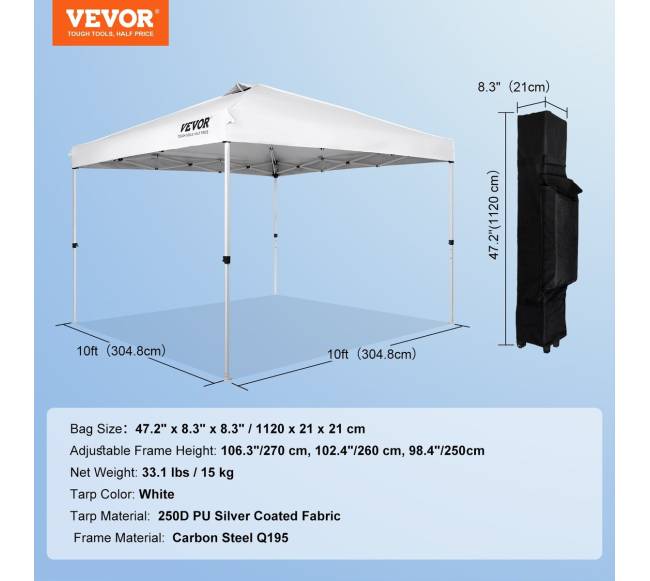 Iššokanti palapinė 304.8x304.8 cm su nešiojamu maišu6
