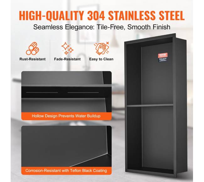 nerūdijančio plieno dušo niša su lentynomis2