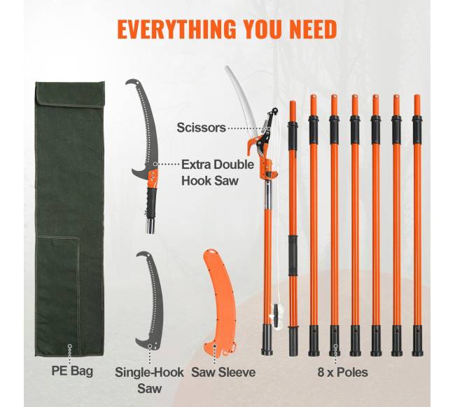 Išplečiama rankinė medžio pjūklė iki 8.24 m6