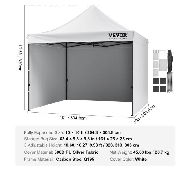 Išskleidžiama pavėsinės palapinė 304x304cm su sienelėmis6