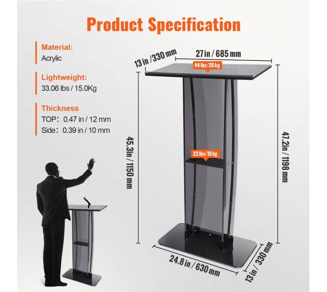 Akrilo tribūna su plačia skaitymo vieta6