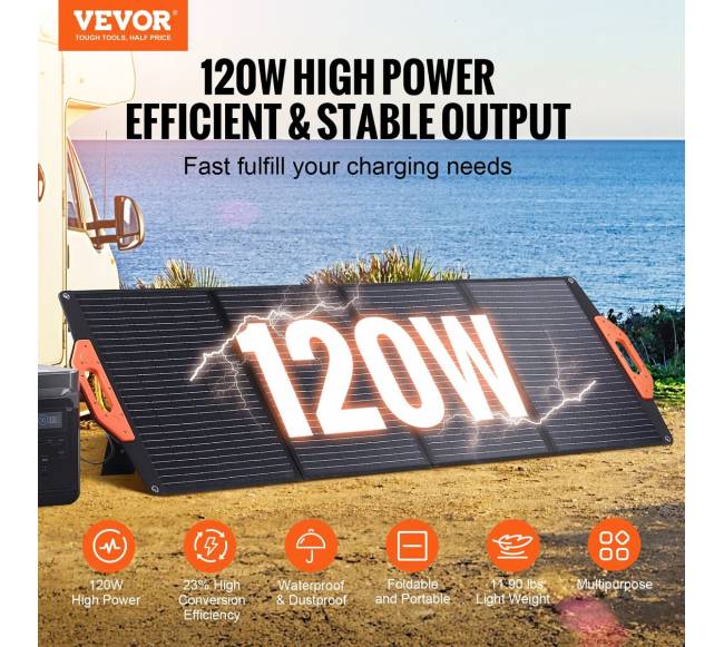 Nešiojamas monokristalinis 120W saulės panelės rinkinys1