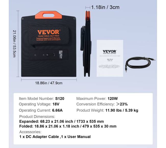 Nešiojamas monokristalinis 120W saulės panelės rinkinys6