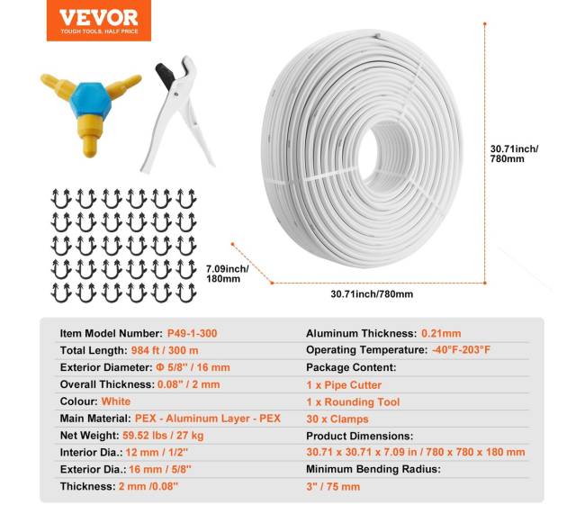 Pex-al-pex vamzdis grindų šildymui 58"6