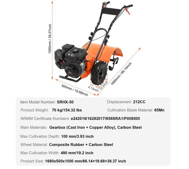 Benzininis 212CC 4-taktis žemės frezas6