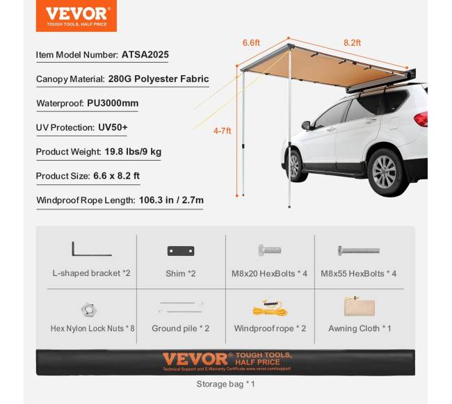 Automobilinis šoninis tentas 2 m x 2.5 m6