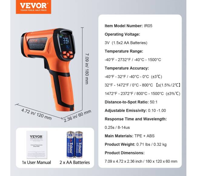Infraraudonųjų spindulių termometras su dviem lazeriais6