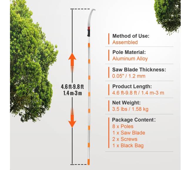 Teleskopinis pjūklas medžių šakoms genėti6