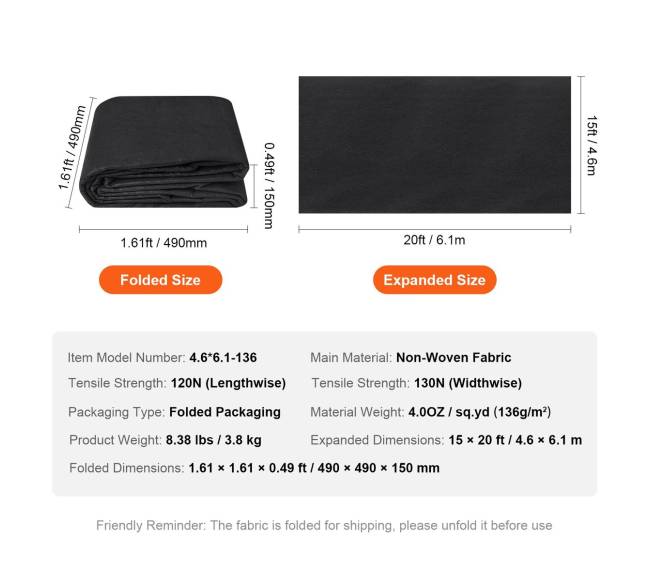 Neaustinė geotekstilė 4.6x6.1m kraštovaizdžiui6