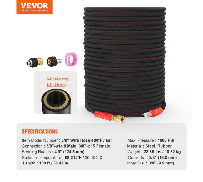 Aukšto slėgio plovimo žarna 30,5 m6