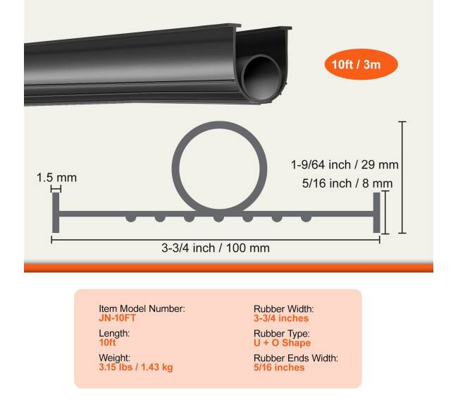garažo vartų guminiai sandarikliai, U + O žiedo forma6