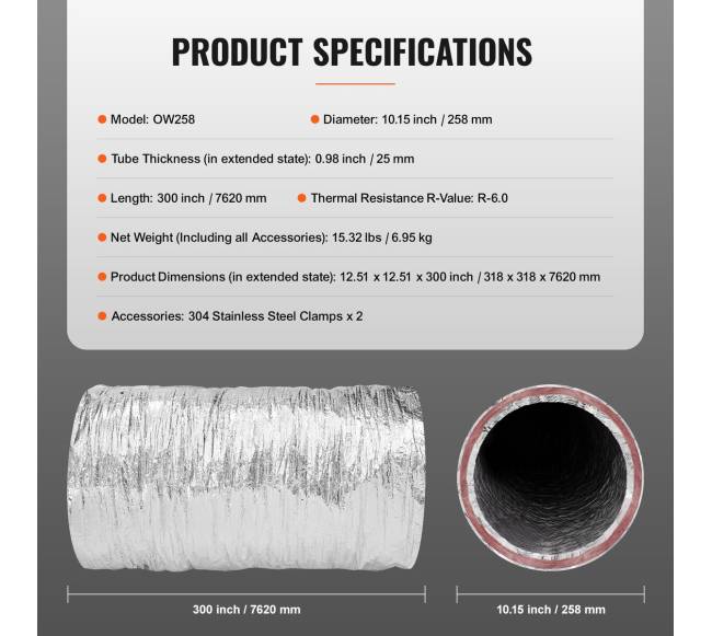 Džiovyklės ventiliacijos vamzdis su apkabomis6