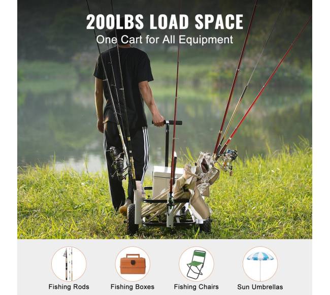 Paplūdimio žvejybinis vežimėlis su 7 meškerių laikikliais3