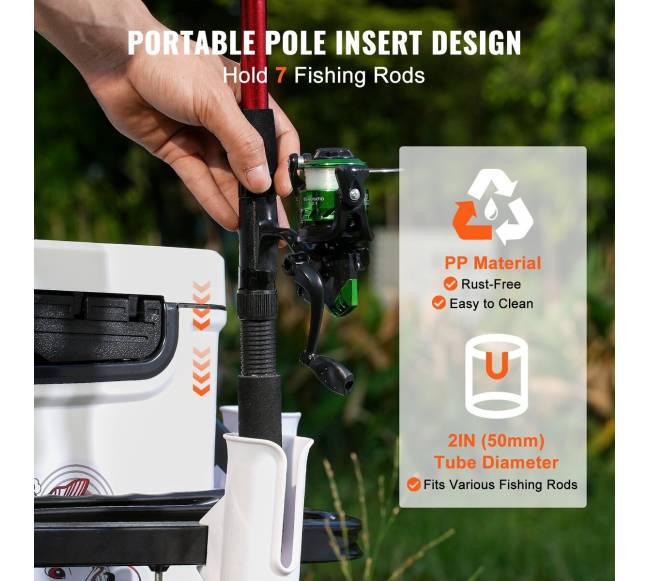 Paplūdimio žvejybinis vežimėlis su 7 meškerių laikikliais5