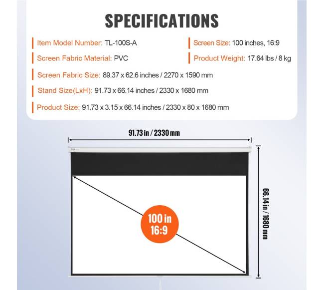 Rankinis projektoriaus ekranas 100 colių6
