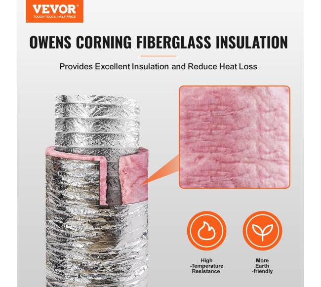 Vėdinimo žarna su izoliacija 158 mm 7,62 m1