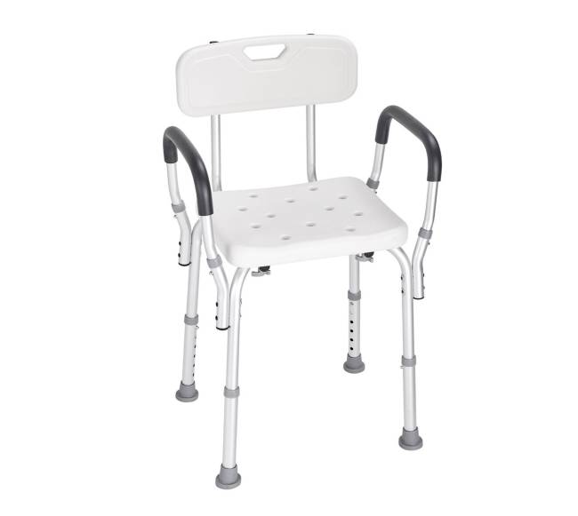 Dušo kėdė su atlošu, reguliuojamas aukštis0