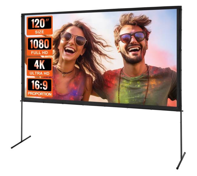 Ekranas su stovu projektoriui, 120 colių0