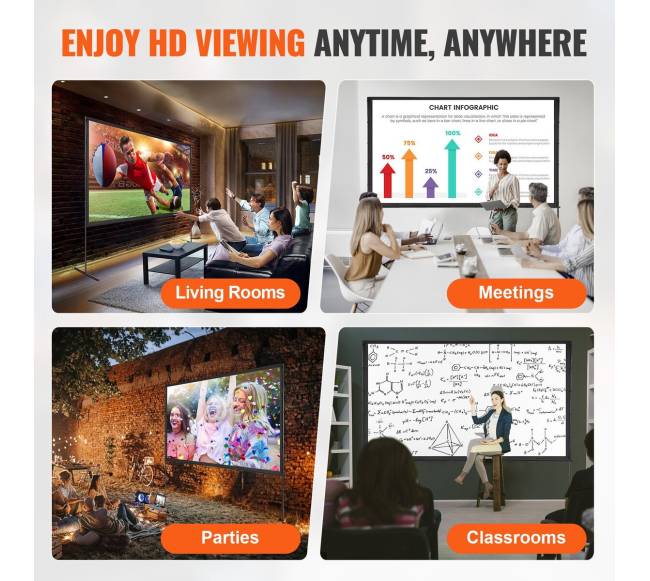 Ekranas su stovu projektoriui, 120 colių5