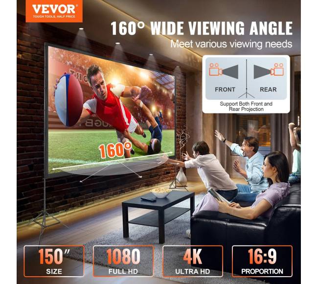 Projekcijos ekranas su stovu, 150 cm 16:91