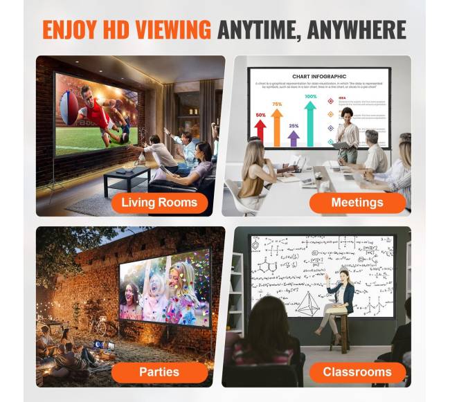 Projekcijos ekranas su stovu, 150 cm 16:95