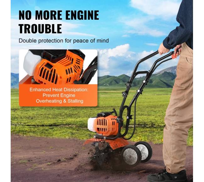 Benzininis sodo kultivatorius 43CC su plieniniais dygliais2