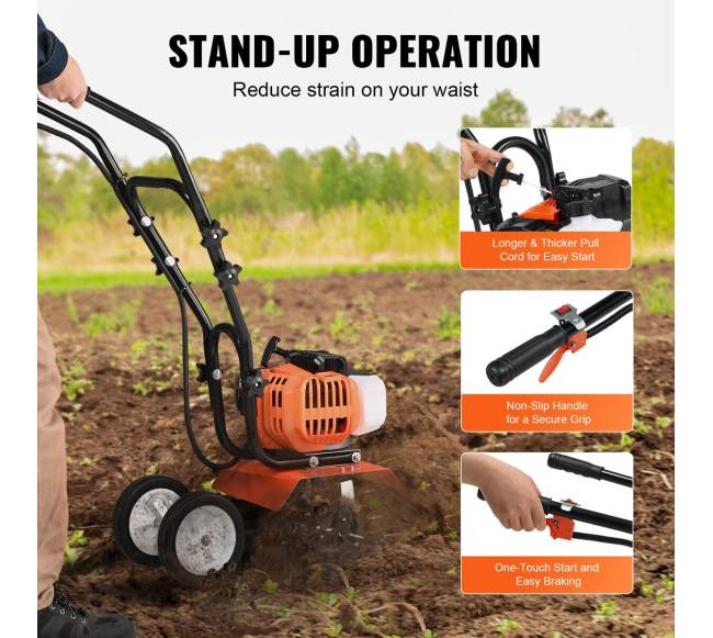 Benzininis sodo kultivatorius 43CC su plieniniais dygliais4