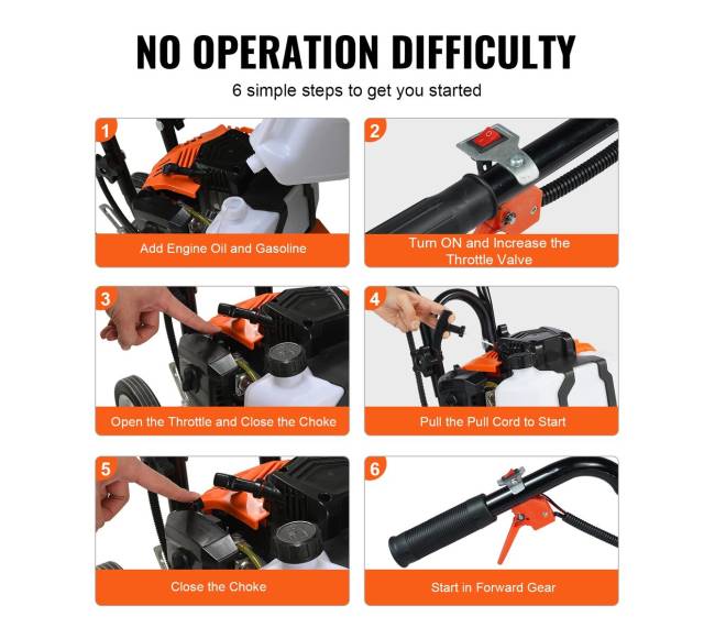 Benzininis sodo kultivatorius 43CC su plieniniais dygliais5