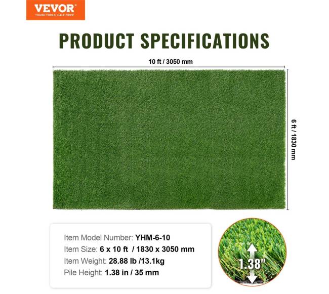Dirbtinė žolė, 1.8 x 3 m kilimas lauko dekorui6