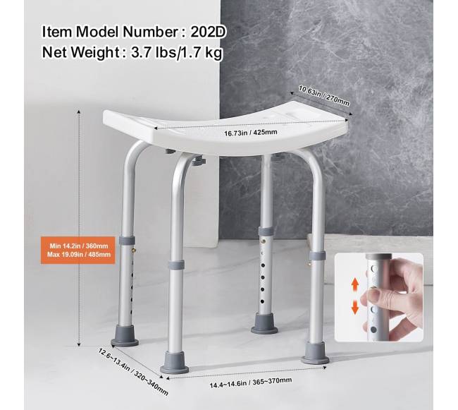 Reguliuojamo aukščio dušo kėdė su rankenomis5