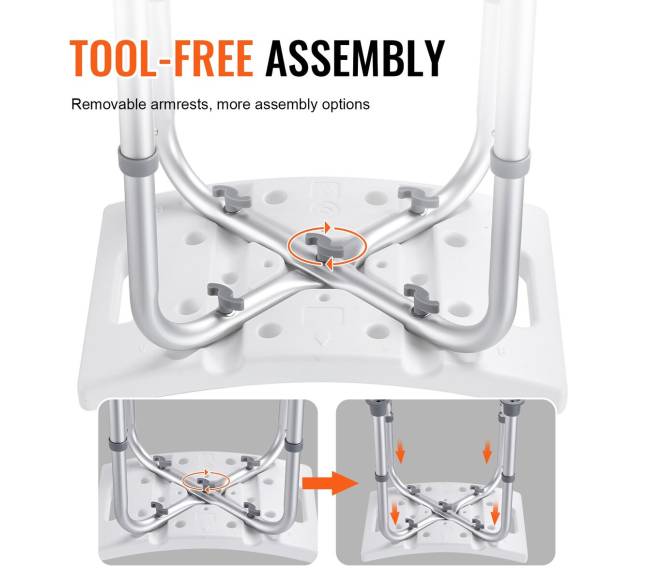 Reguliuojamo aukščio dušo kėdė su rankenomis6