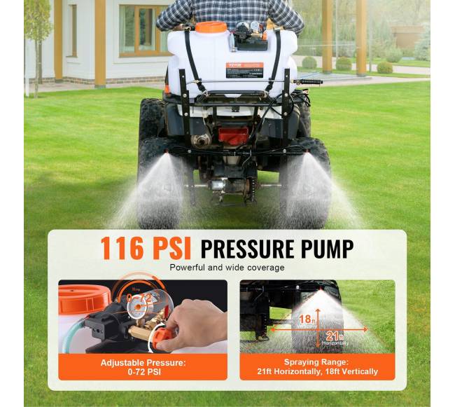 ATV purkštuvas su purškimo strėle, 60 l2