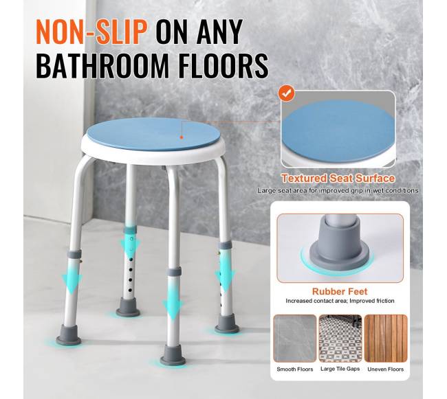 Dušo kėdė su pasukama sėdyne, reguliuojama aukščio3