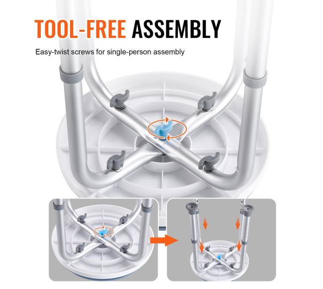 Dušo kėdė su pasukama sėdyne, reguliuojama aukščio6