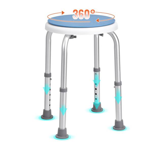 Dušo kėdė su pasukama sėdyne, reguliuojama aukščio8