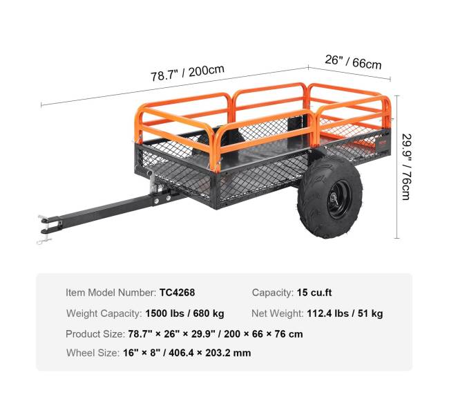 Plieninė priekaba ATV transportui, iki 680 kg6