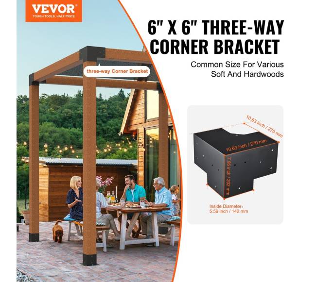 6x6 pergolos laikiklių rinkinys, 3 krypčių1