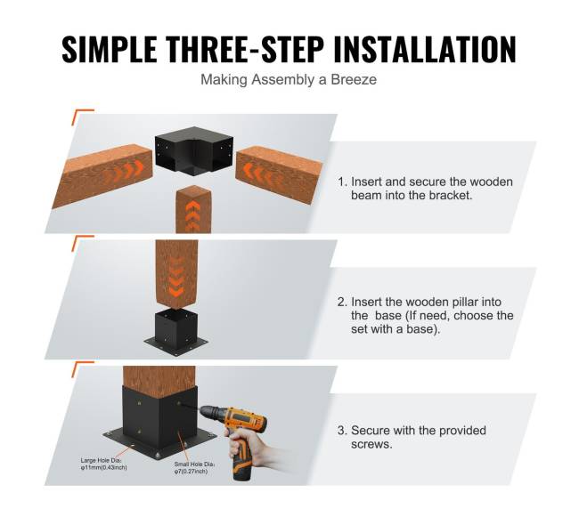 6x6 pergolos laikiklių rinkinys, 3 krypčių5
